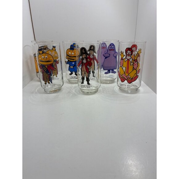 Vintage McDonalds Collector Series Glasses Set Of 6 Featuring Ronald Grimace Big - Picture 2 of 4